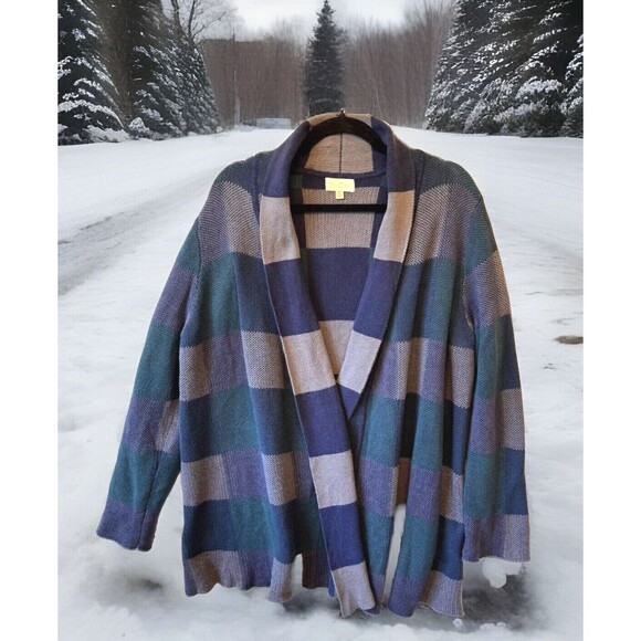 Mod Cloth Cardigan Sweater Womens Size 1X Open Front‎ Cozy 100% Cotton Blue Cozy - Picture 1 of 9